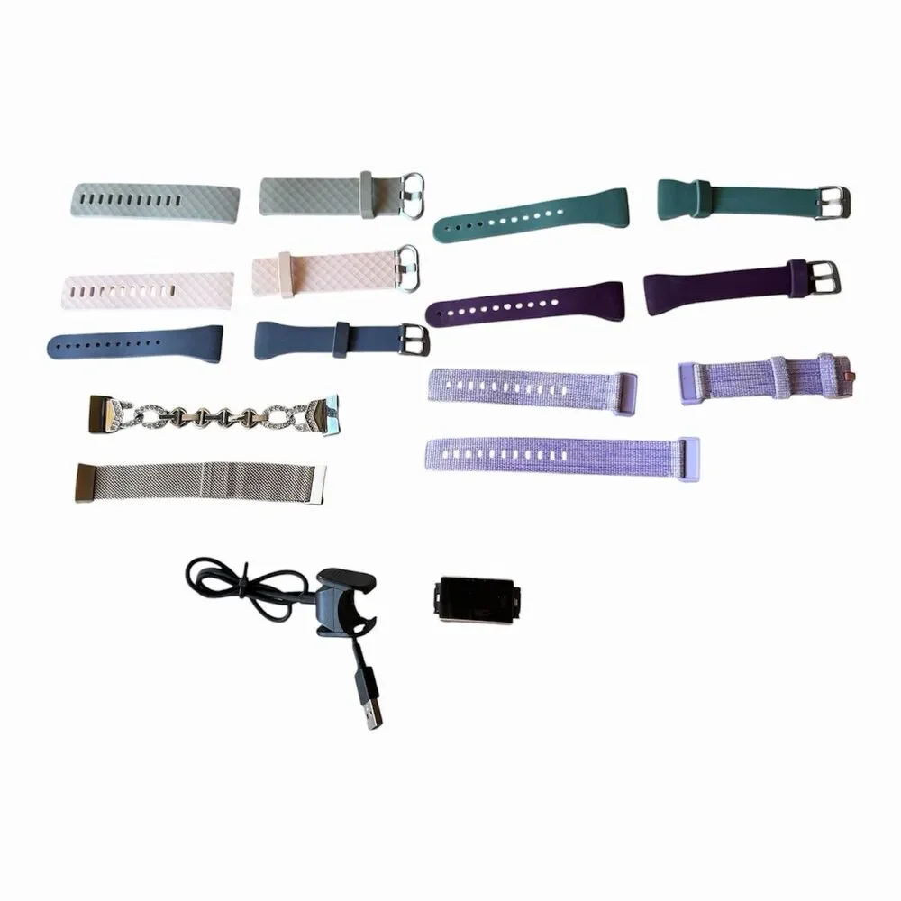 Fitbit Charge 3 For Repair/Parts Plus Working Charger & 8 Nice Bands S/M